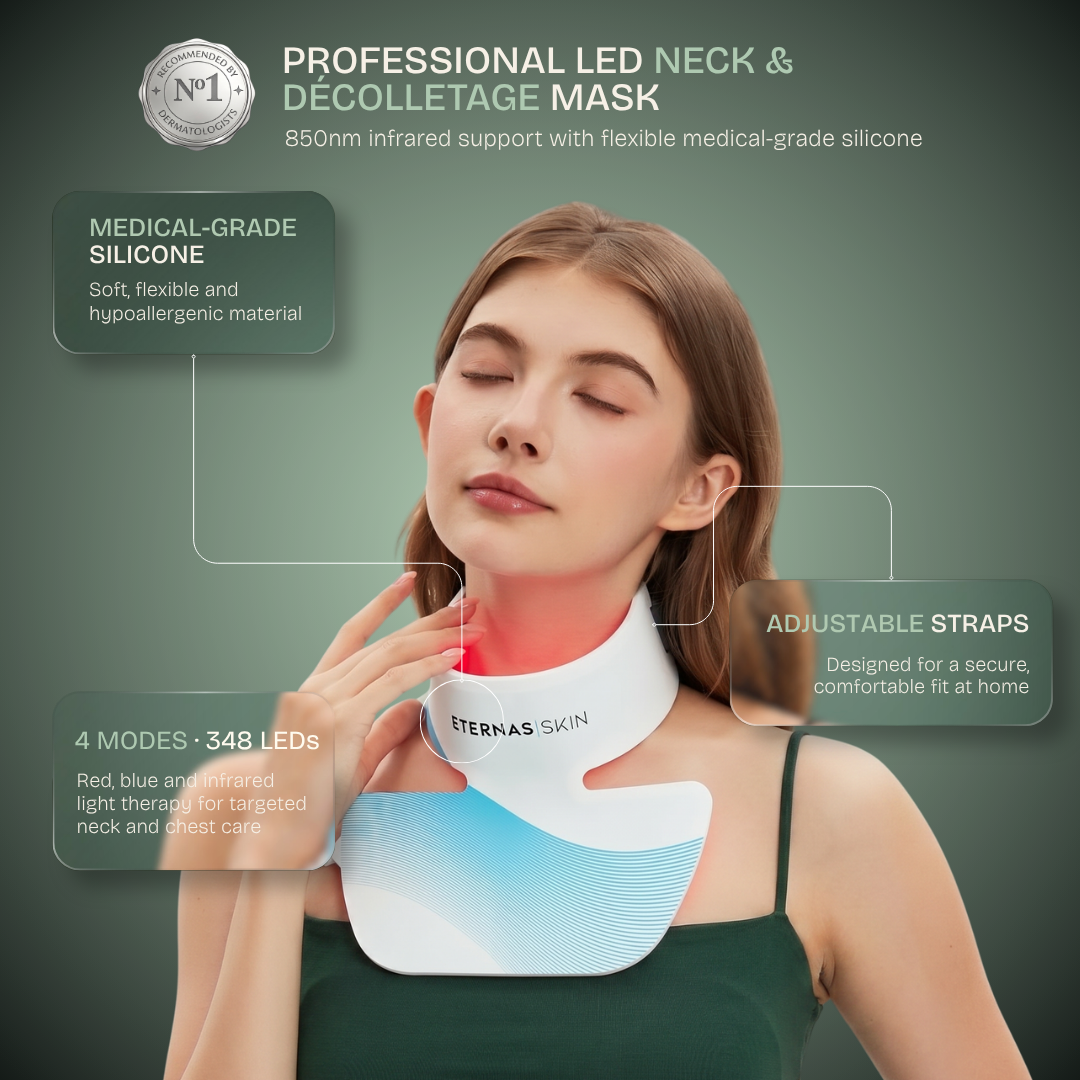 Máscara LED profissional infravermelha para pescoço e colo - Silicone de grau médico 850nm