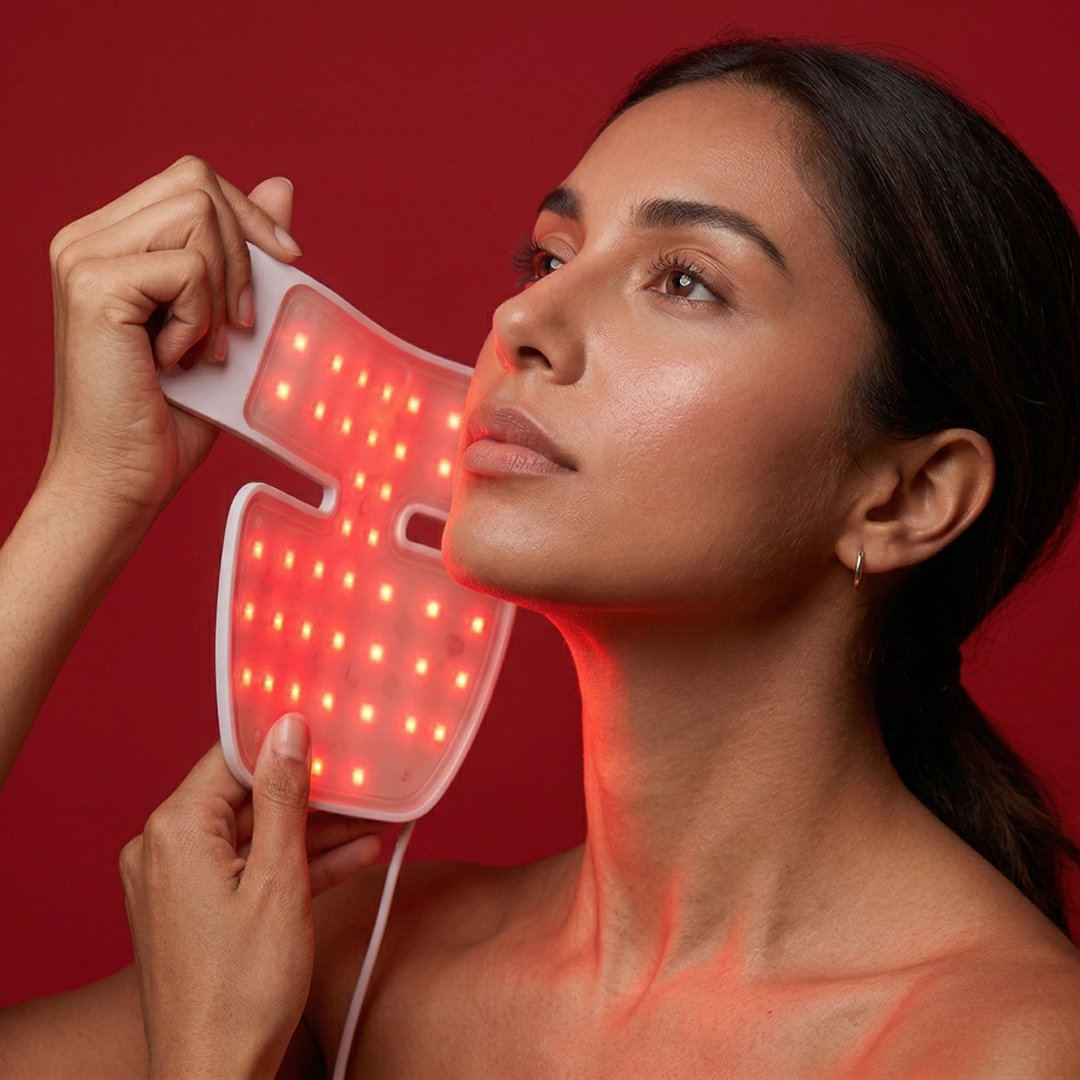 Máscara LED profissional infravermelha para pescoço e colo - Silicone de grau médico 850nm