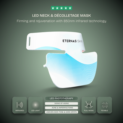 Máscara LED profissional infravermelha para pescoço e colo - Silicone de grau médico 850nm