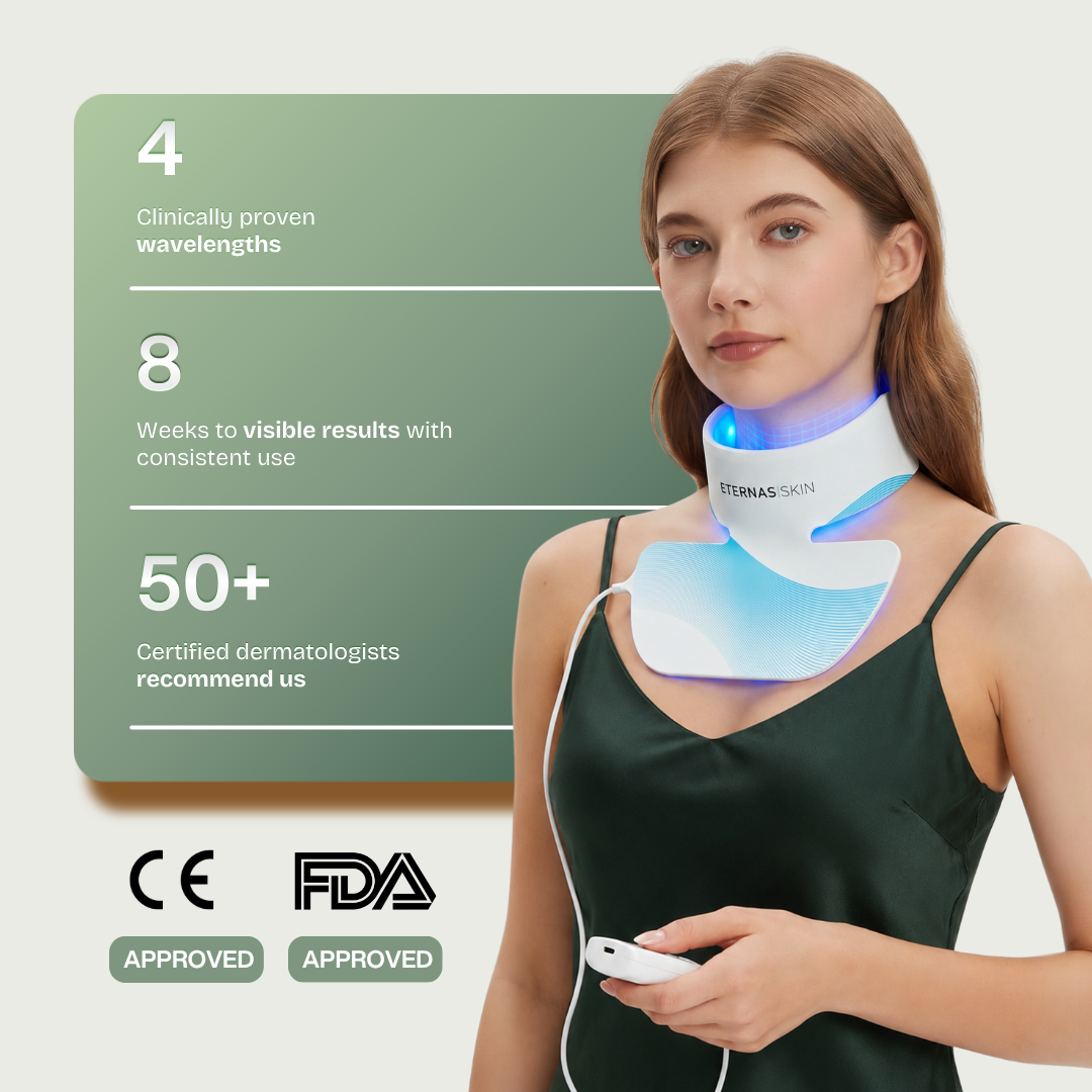 Máscara LED profissional infravermelha para pescoço e colo - Silicone de grau médico 850nm