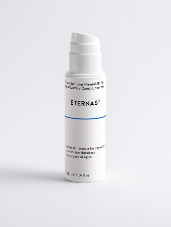 Protetor solar mineral FPS 30 para rosto e corpo, incolor.